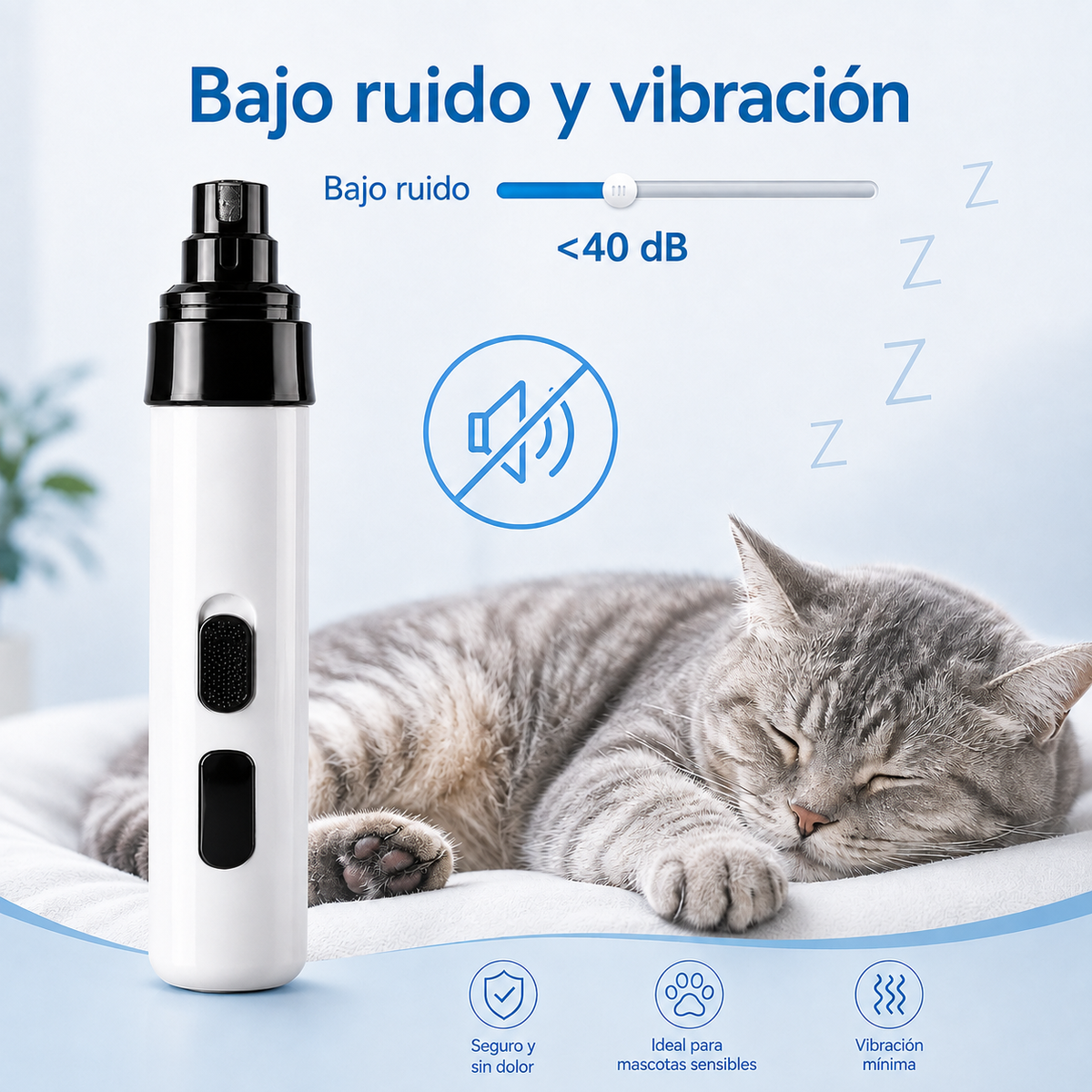PatitasZen – Lima eléctrica silenciosa para uñas de gato